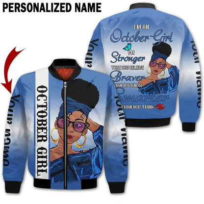 Personalized Name Birthday Outfit October Girl Thank You Think Blue All Over Printed Birthday Shirt TO2809