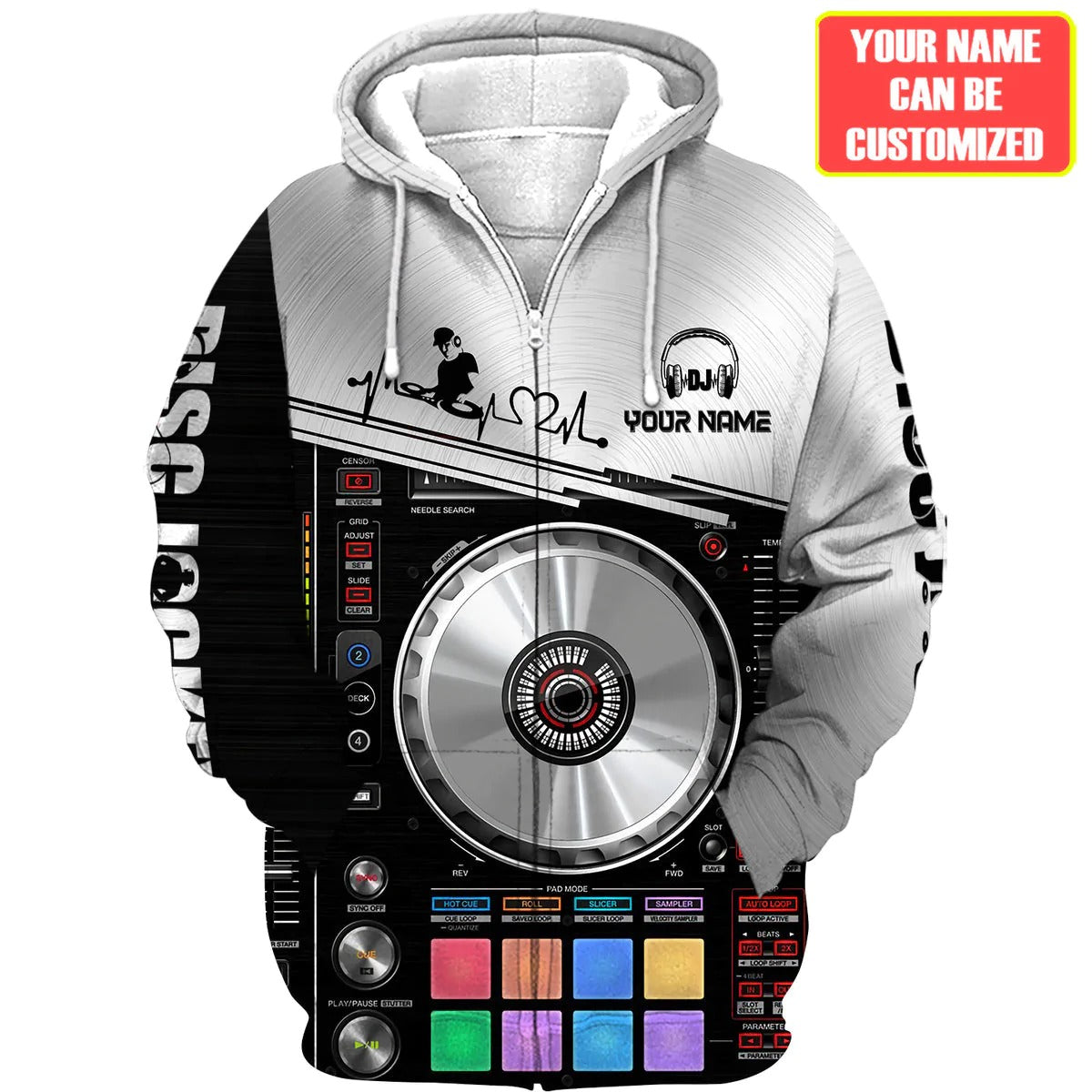 3D All Over DJ Player Hoodie, Women DJ Zip Hoodie, Men Disc Jockey Sweatshirt, DJ Clothing For EDM Party TO2734