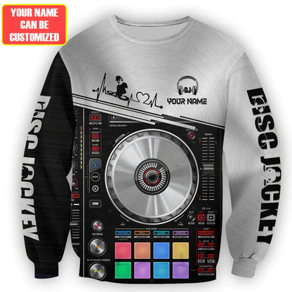 3D All Over DJ Player Hoodie, Women DJ Zip Hoodie, Men Disc Jockey Sweatshirt, DJ Clothing For EDM Party TO2734