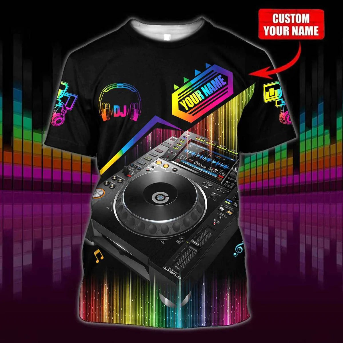 Personalized 3D Colorful DJ Hoodies Men Women, Disc Jockey Shirt, EDM Party Uniform, Gift For A DJ TO0073