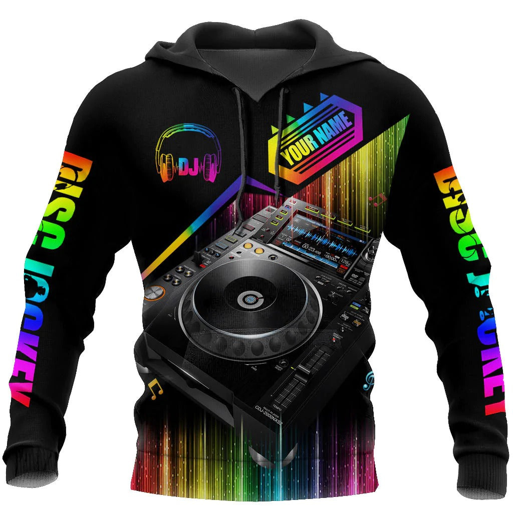 Personalized 3D Colorful DJ Hoodies Men Women, Disc Jockey Shirt, EDM Party Uniform, Gift For A DJ TO0073