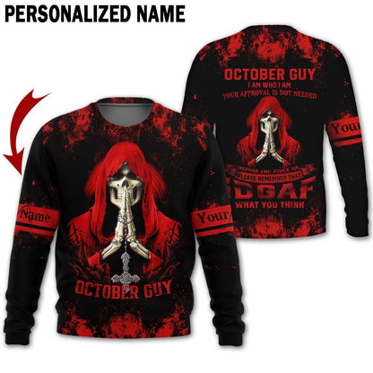 Personalized Name Birthday Outfit October Guy 3D All Over Printed Birthday Shirt Skull Red TO2807