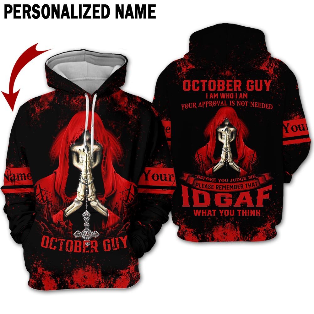 Personalized Name Birthday Outfit October Guy 3D All Over Printed Birthday Shirt Skull Red TO2807