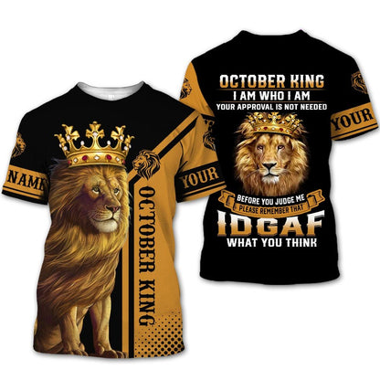 Personalized Name Birthday Outfit October Guy Lion King Yellow Birthday Shirt For Men TO2805