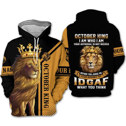 Personalized Name Birthday Outfit October Guy Lion King Yellow Birthday Shirt For Men TO2805