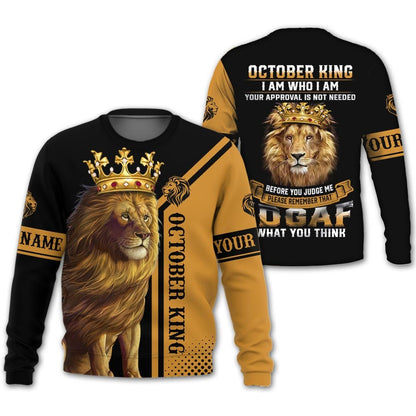 Personalized Name Birthday Outfit October Guy Lion King Yellow Birthday Shirt For Men TO2805