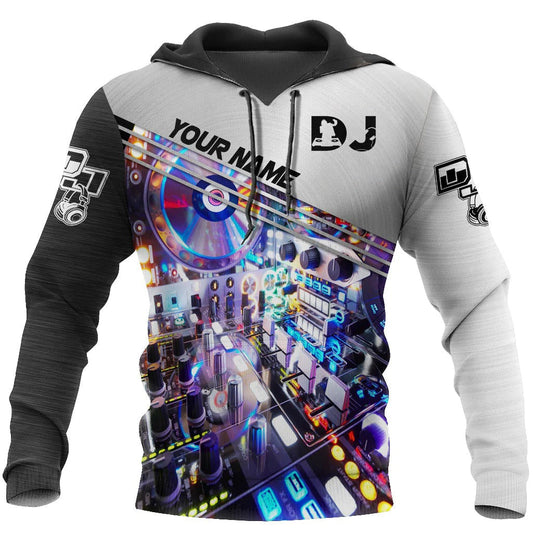 Personalized Name DJ Hoodie, 3D Zip Up Hoodie For DJ Musican, EDM Player Shirt, DJ Gift TO0063