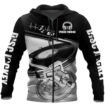 Custom 3D DJ Shirt, EDM DJ Equipment 3D Zip Hoodie, Disc Jockey Shirt, Gift For DJ Friend TO0067