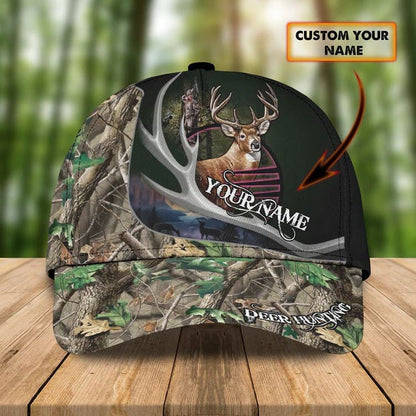 Personalized Deer Hunting Cap Gift for Dad and Son, 3D Classic Cap All Over Printed for Hunters SO0171