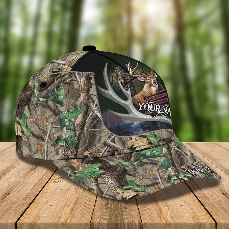 Personalized Deer Hunting Cap Gift for Dad and Son, 3D Classic Cap All Over Printed for Hunters SO0171