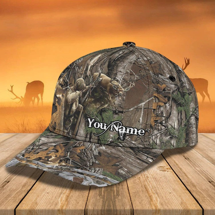 Personalized Deer Hunting Cap Gift for Dad and Son, 3D Classic Cap All Over Printed for Hunters SO0171