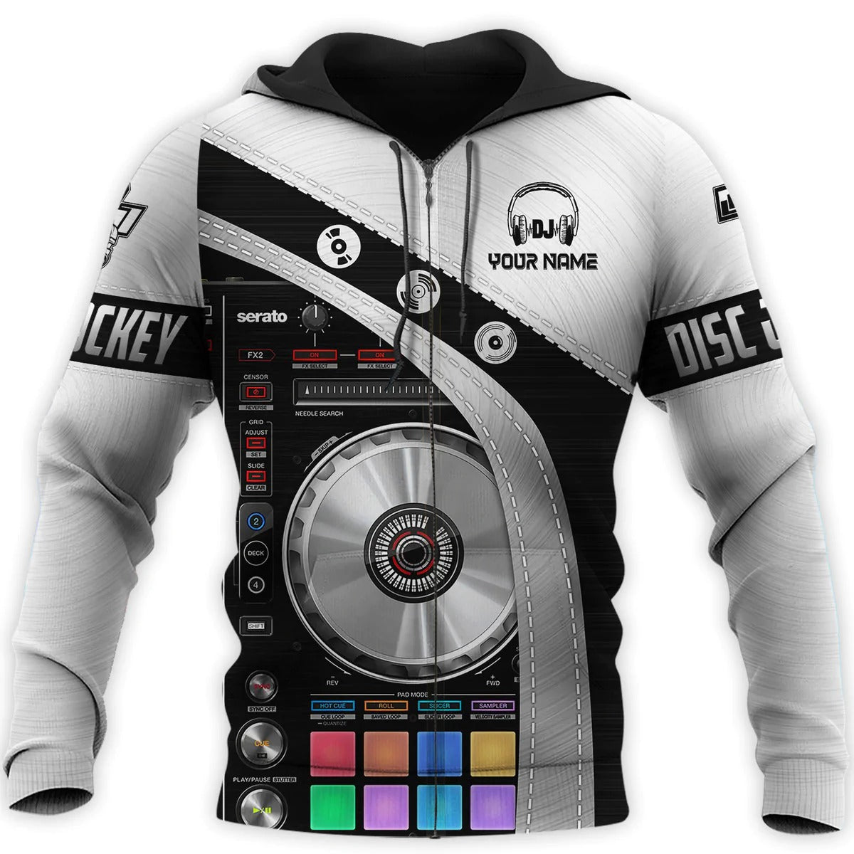 3D Custom DJ Hoodie, Disc Jockey Clothing, Dj Gift For Him Her, DJ Tshirt Metal Pattern TO0075