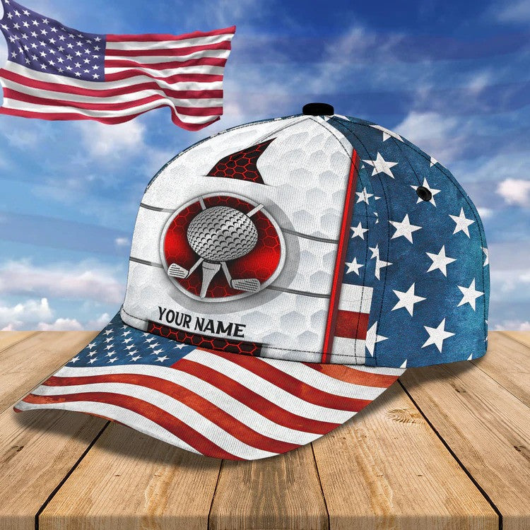 Customized Golf Cap for Men 4th of July 3D All Over Printed for Golf Players, Gift for Dad Golf CO0010