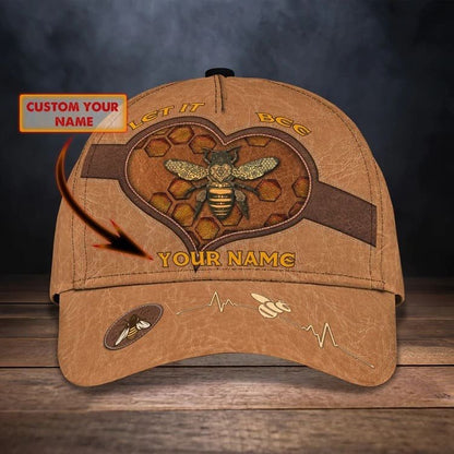 Personalized Bee Cap for Bee Lovers, Let It Bee Vintage Hive Bee 3D Baseball Cap SO0173