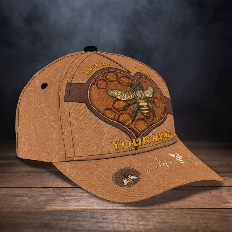 Personalized Bee Cap for Bee Lovers, Let It Bee Vintage Hive Bee 3D Baseball Cap SO0173