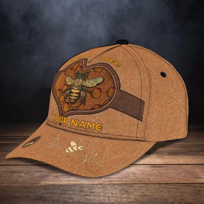 Personalized Bee Cap for Bee Lovers, Let It Bee Vintage Hive Bee 3D Baseball Cap SO0173