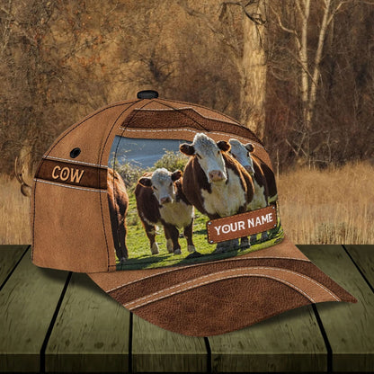 Customized Hereford Cow Farm Cap for Farmer, Special Cow Hat for Dad 3D Cap for Husband SO0172