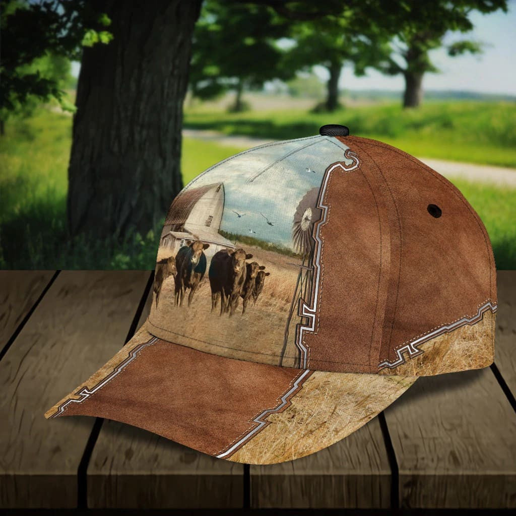 Customized Hereford Cow Farm Cap for Farmer, Special Cow Hat for Dad 3D Cap for Husband SO0172