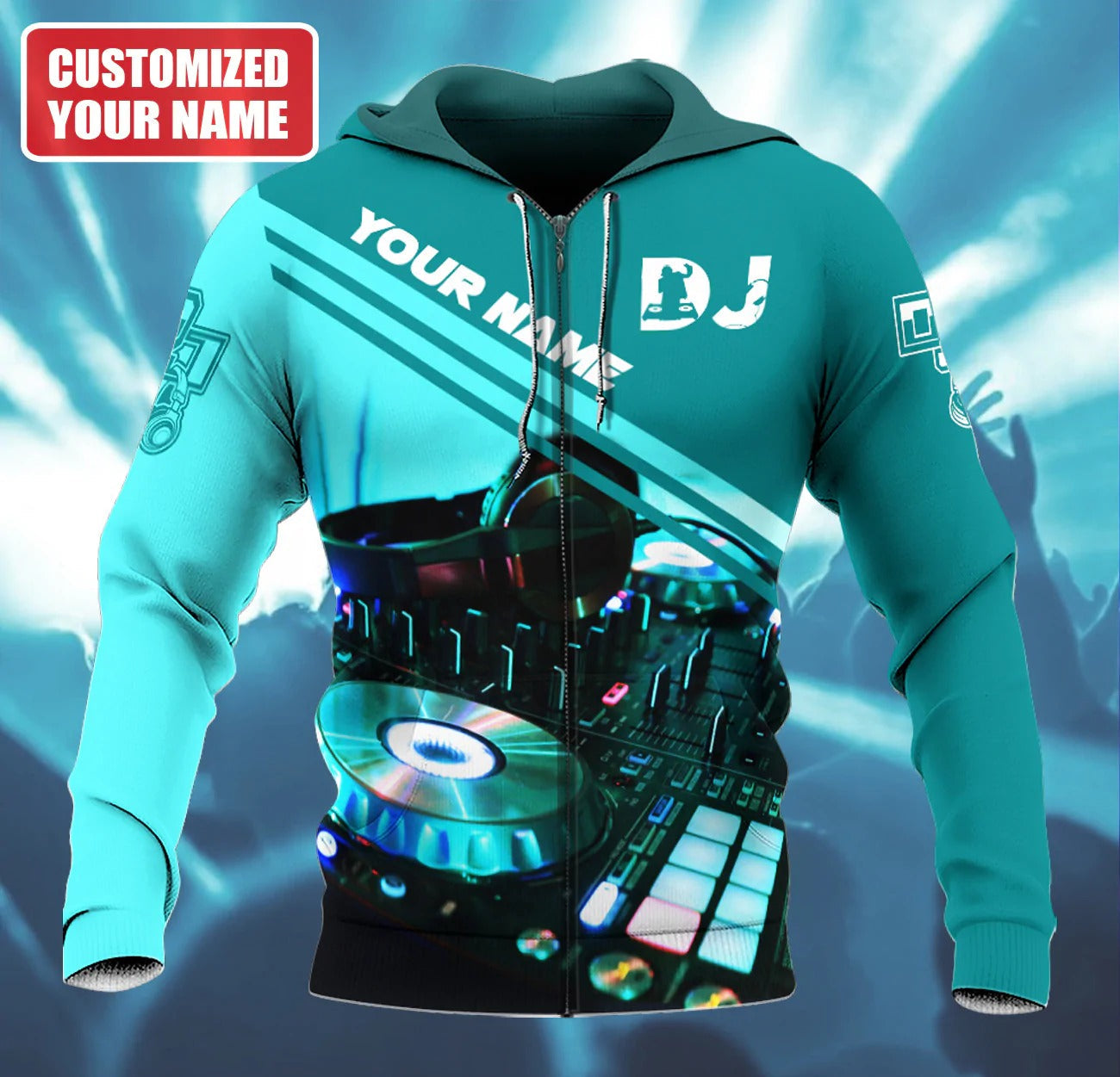 3D All Over Print DJ Hoodie Men Woman, EDM Player Shirt, Discjockey DJ 3D Zip Up Hoodie TO0065