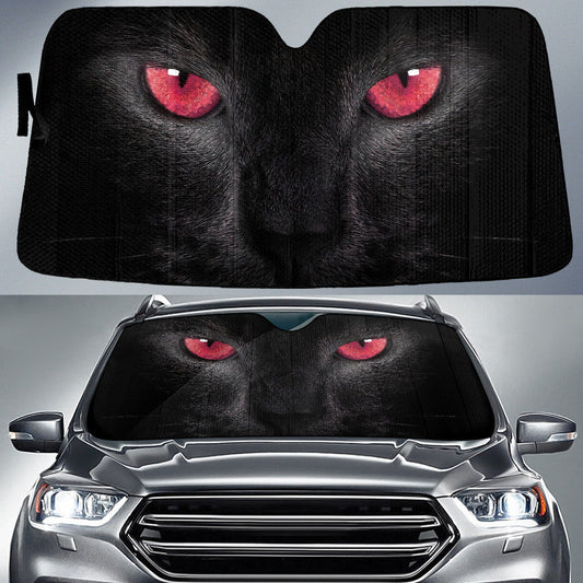Evil Cat With Red Eyes Printed Car Sun Shades Cover Auto Windshield Lasfour SO0394