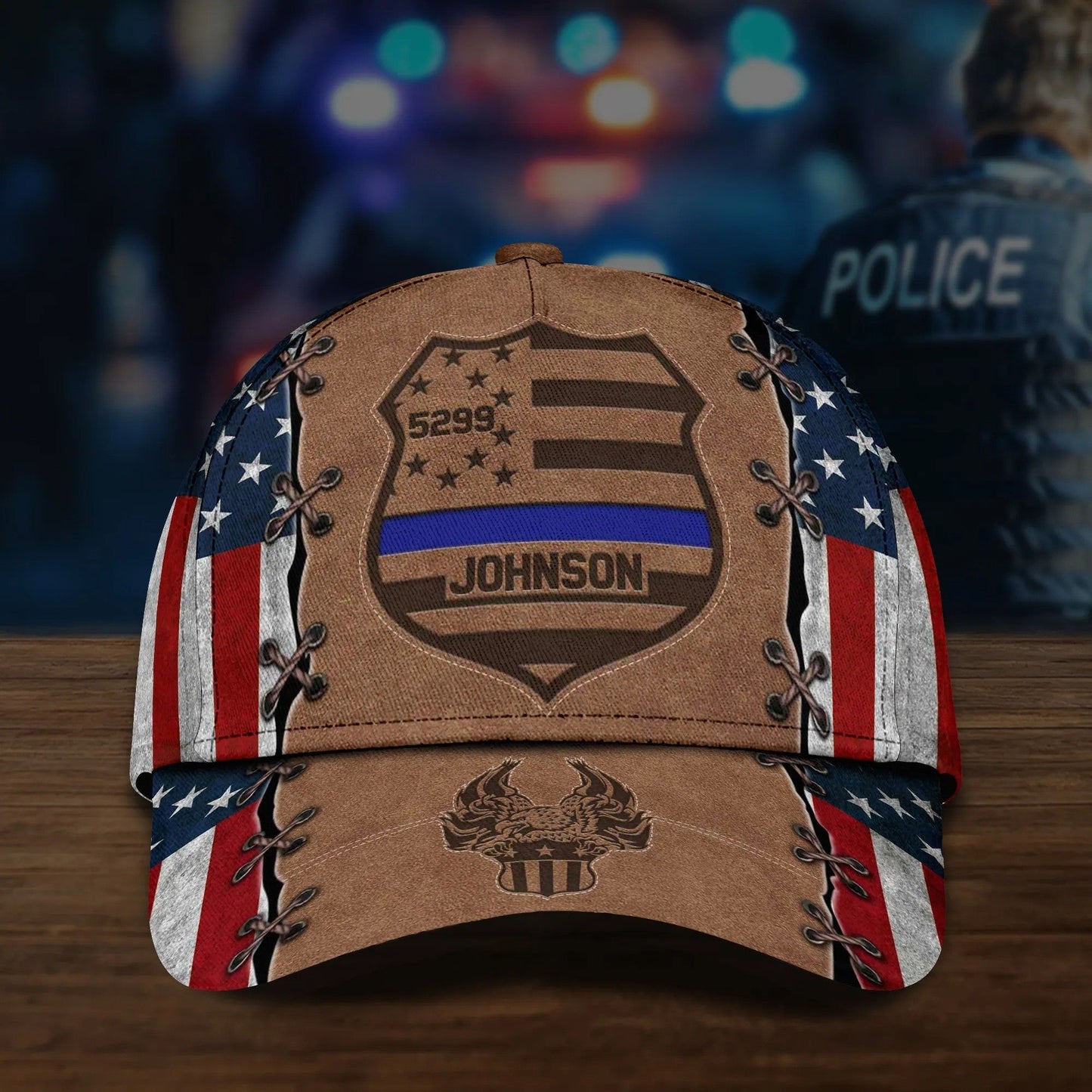 Custom Police Badge Cap, Police Badge Custom Name and Number Police Hat for Dad, Police 3D Cap for Him SO0407