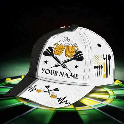 Personalized Dart & Beer I'm Here 3D Baseball Cap, Dart Hat for Man Dart Lovers, 3D All Over Printed Dart Hat for Husband CO0018