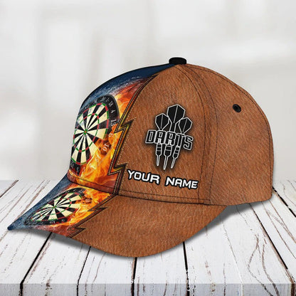 Personalized Dart 3D All Over Printed Baseball Cap, Water and Fire Art Dart Hat for Dart Lovers CO0017