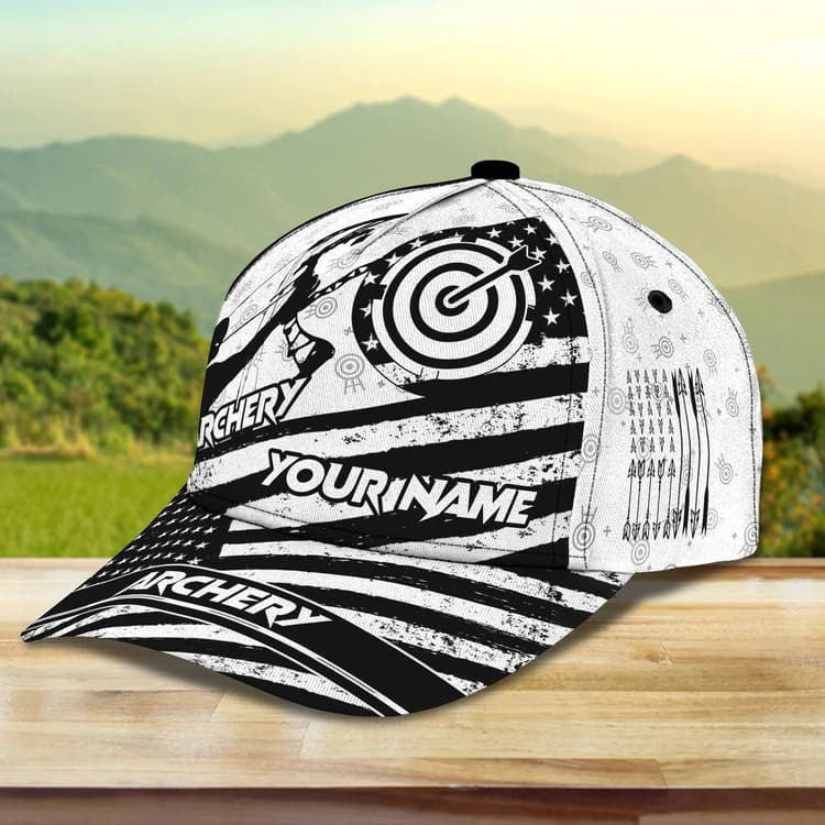 Personalized Aim Shoot Swear Repeat 3D Classic Cap for Archer, Funny Archery hat for Man SO0061