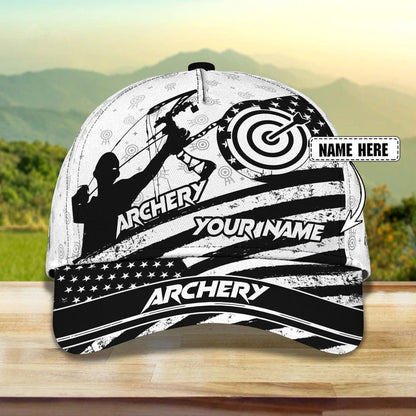 Personalized Aim Shoot Swear Repeat 3D Classic Cap for Archer, Funny Archery hat for Man SO0061