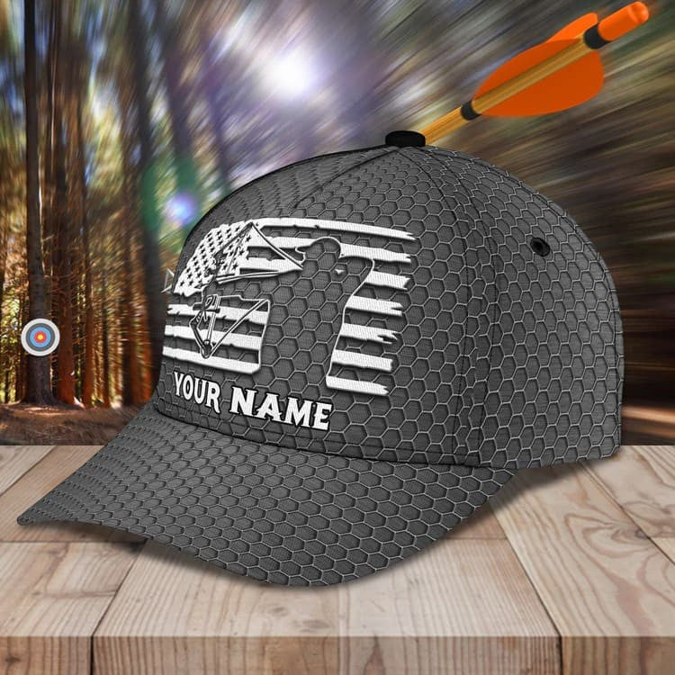 Personalized Aim Shoot Swear Repeat 3D Classic Cap for Archer, Funny Archery hat for Man SO0061