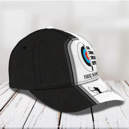 Personalized Aim Shoot Swear Repeat 3D Classic Cap for Archer, Funny Archery hat for Man SO0061