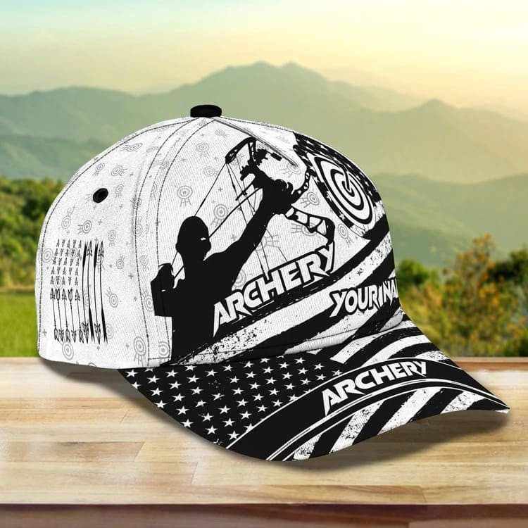 Personalized Aim Shoot Swear Repeat 3D Classic Cap for Archer, Funny Archery hat for Man SO0061