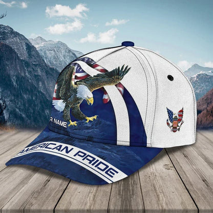 Customized Eagle Cap American Flag Pattern, Eagle Hat for Dad, Eagle 3D baseball Cap for Veteran SO0165