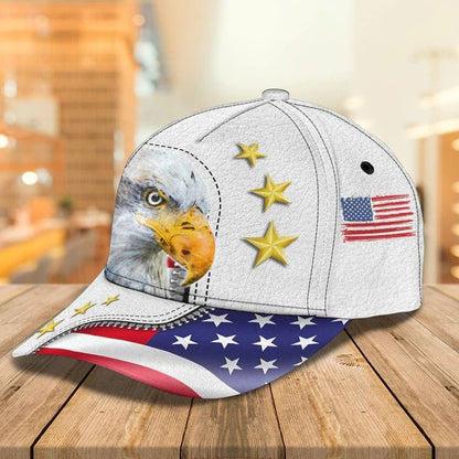 Customized Eagle Cap American Flag Pattern, Eagle Hat for Dad, Eagle 3D baseball Cap for Veteran SO0165