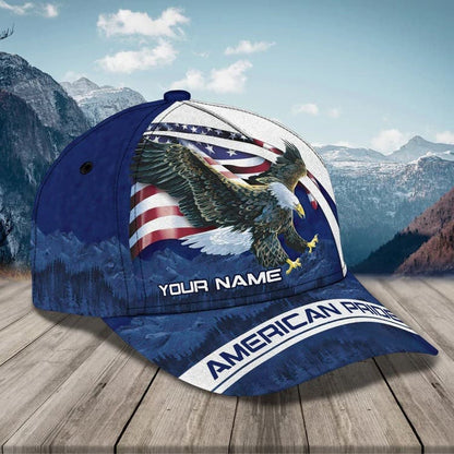 Customized Eagle Cap American Flag Pattern, Eagle Hat for Dad, Eagle 3D baseball Cap for Veteran SO0165