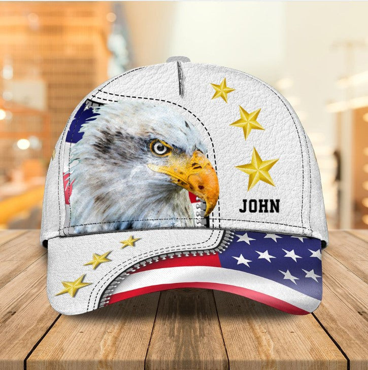 Customized Eagle Cap American Flag Pattern, Eagle Hat for Dad, Eagle 3D baseball Cap for Veteran SO0165