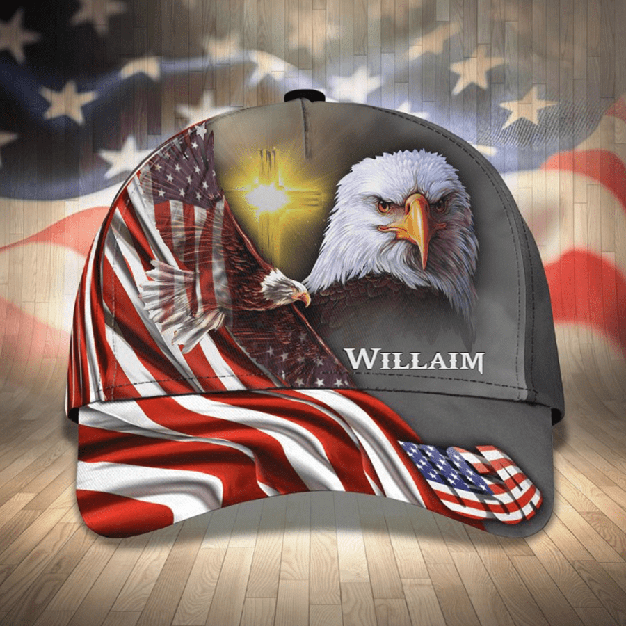 Customized Eagle Cap American Flag Pattern, Eagle Hat for Dad, Eagle 3D baseball Cap for Veteran SO0165