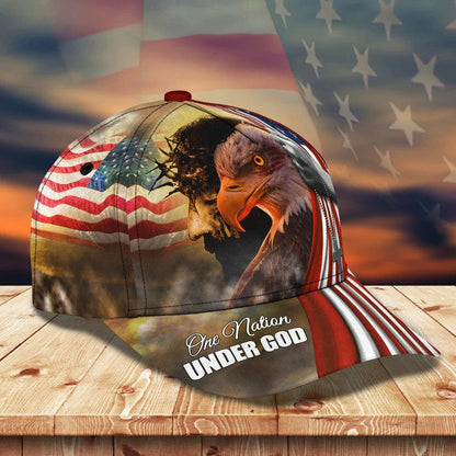 Customized Eagle Jesus Hat, Cross God Bless American Baseball Cap for Veteran Dad SO0404