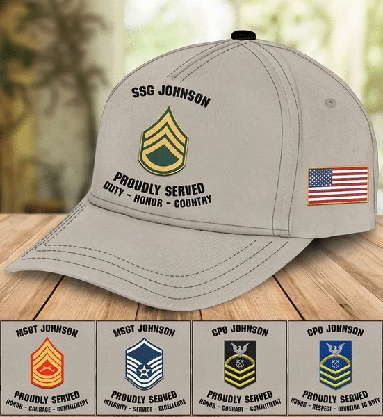 Army Veteran Personalized Classic Cap - Custom Army Ranking Baseball Cap, Army Hat Gift for Husband and Dad Army SO0035