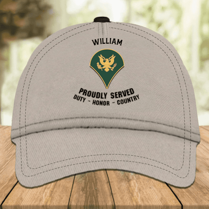 Army Veteran Personalized Classic Cap - Custom Army Ranking Baseball Cap, Army Hat Gift for Husband and Dad Army SO0035