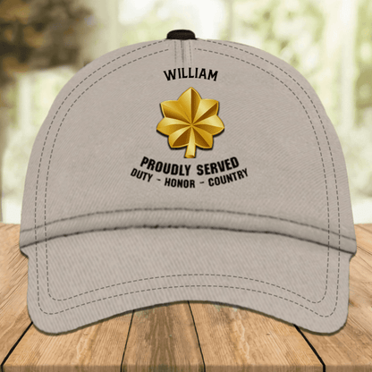 Army Veteran Personalized Classic Cap - Custom Army Ranking Baseball Cap, Army Hat Gift for Husband and Dad Army SO0035