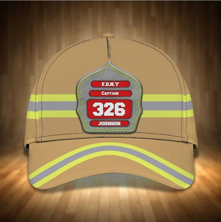 Personalized Firefighter Hat, Custom Department, Your Rank Firefighter Classic Cap for Man SO0164