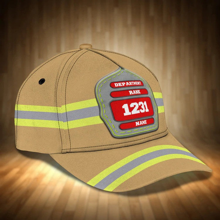 Personalized Firefighter Hat, Custom Department, Your Rank Firefighter Classic Cap for Man SO0164