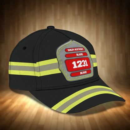 Personalized Firefighter Hat, Custom Department, Your Rank Firefighter Classic Cap for Man SO0164