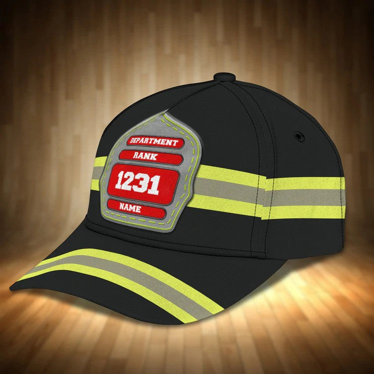 Personalized Firefighter Hat, Custom Department, Your Rank Firefighter Classic Cap for Man SO0164