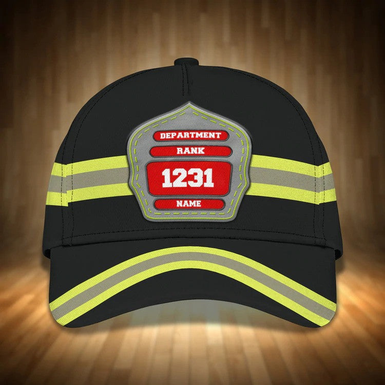 Personalized Firefighter Hat, Custom Department, Your Rank Firefighter Classic Cap for Man SO0164