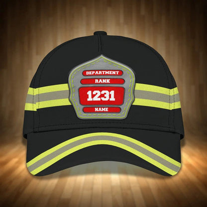 Personalized Firefighter Hat, Custom Department, Your Rank Firefighter Classic Cap for Man SO0164