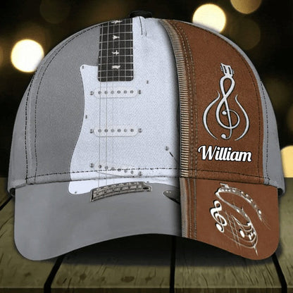 Customized Guitar Cap for Him, 3D Baseball Cap All Over Printed Gift for Guitar Lovers, Boyfriend Guitar Hat Gift for Birthday SO0163