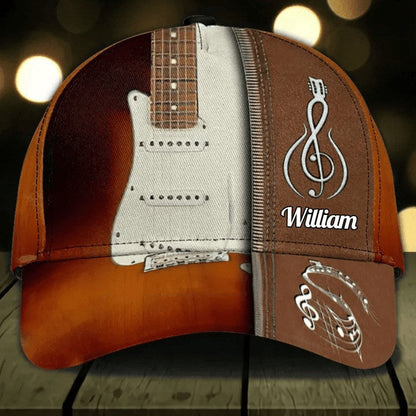 Customized Guitar Cap for Him, 3D Baseball Cap All Over Printed Gift for Guitar Lovers, Boyfriend Guitar Hat Gift for Birthday SO0163