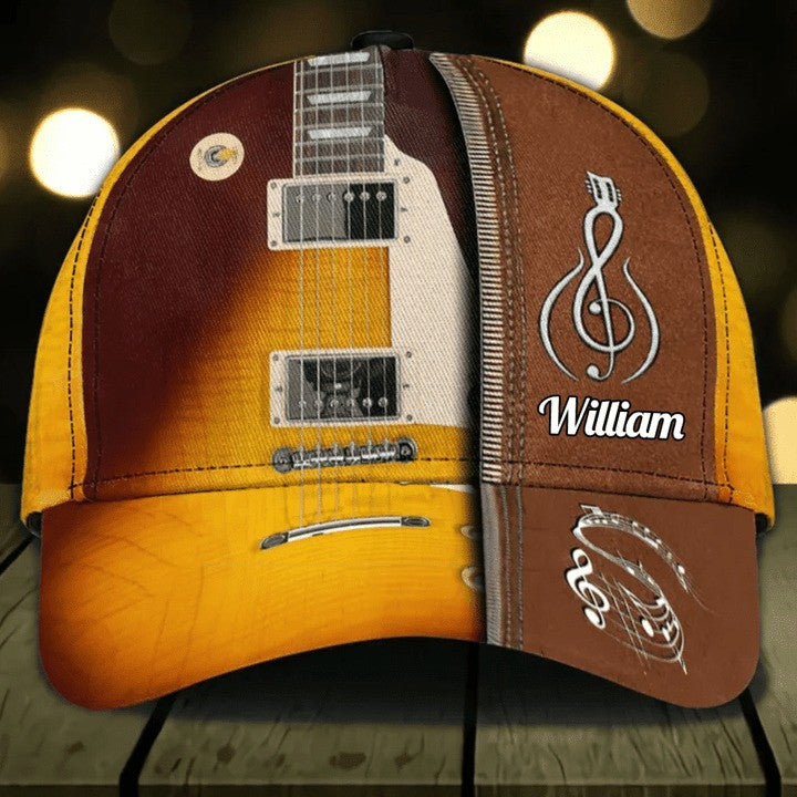 Customized Guitar Cap for Him, 3D Baseball Cap All Over Printed Gift for Guitar Lovers, Boyfriend Guitar Hat Gift for Birthday SO0163